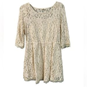 NWOT En Crème Cream Lace Above the Knee Dress Size Large